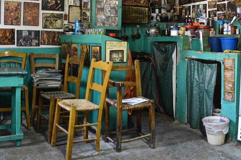 The cafe of Kostas in Siva Messaras in Crete