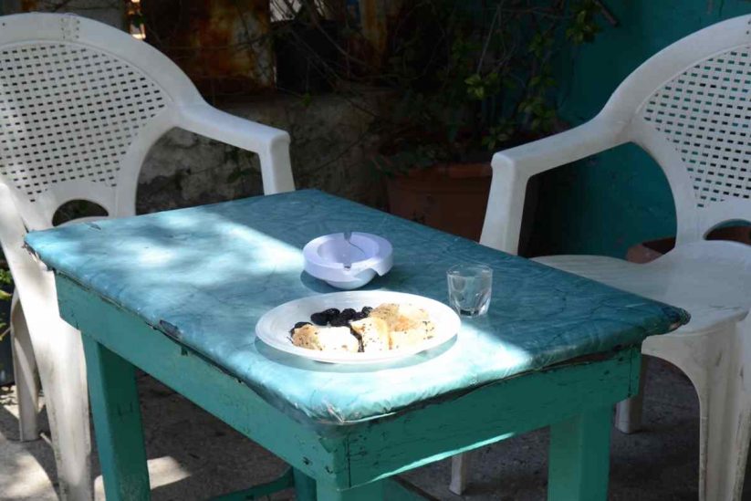 The cafe of Kostas in Siva Messaras in Crete