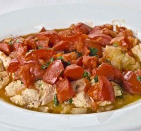 Grouping grouper with tomato - Amfiliki - Tavern & Pension, Skiathos - Greek Gastronomy Guide