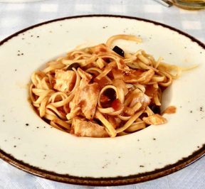 Pasta with tuna - Ouzeri Kambourelias - Skiathos - Greek Gastronomy Guide